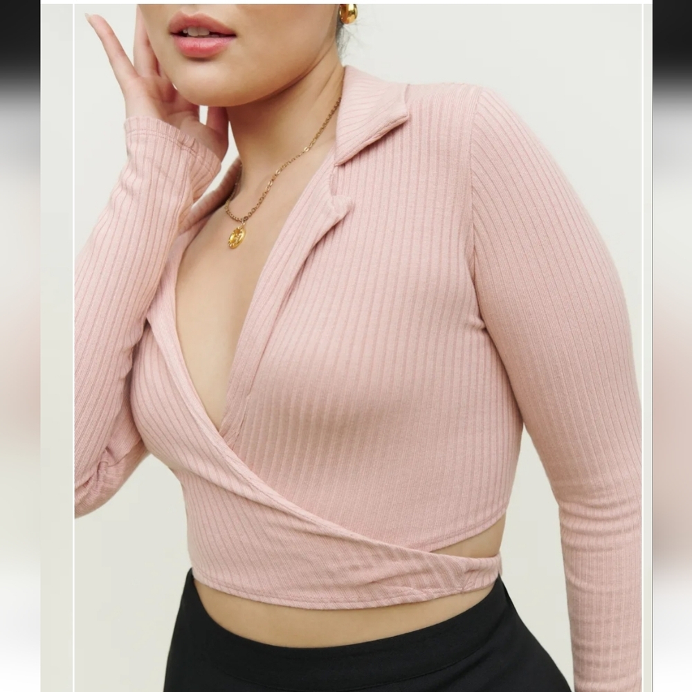 Reformation Cayden Knit Top In WHITE/CREAM-Size S - Picture 2 of 7